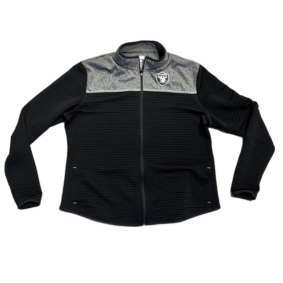 Official NFL Raiders Light Weight Grey and Black Zip Up Women’s Jacket 3X - Picture 9 of 9